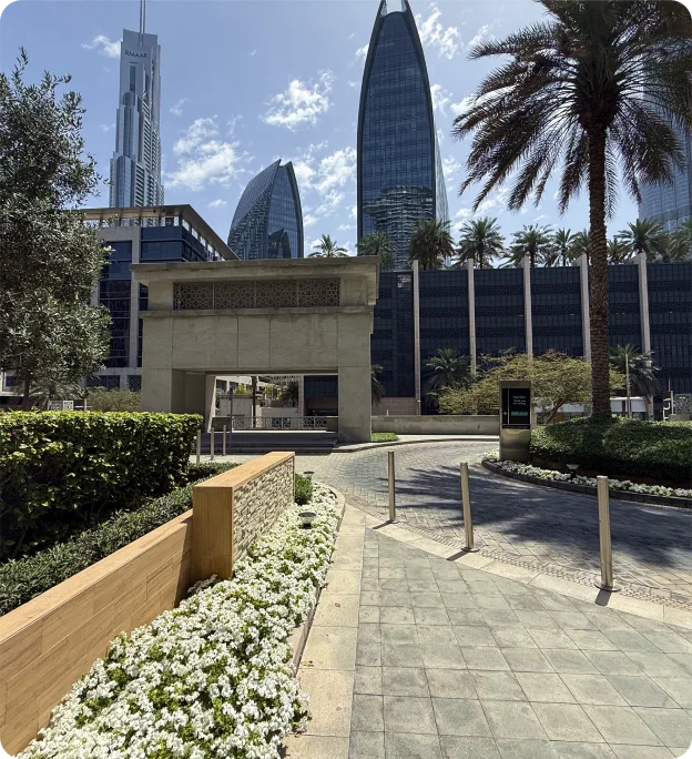 Downtown Dubai walkway near Emaar Square 1